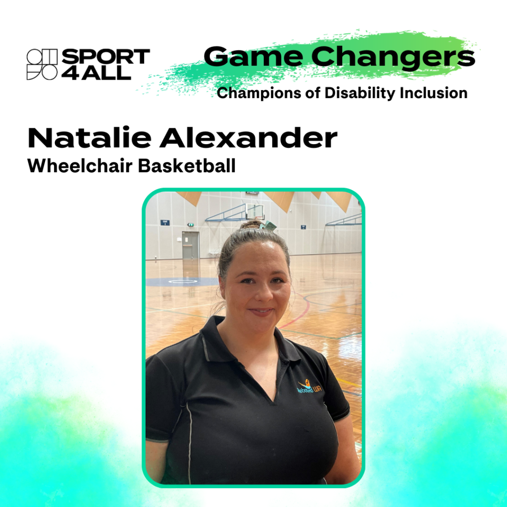 Image if Natalie Alexander with Sport4All and Game Changers campaign branding.