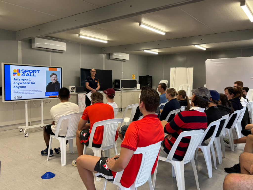 Acting State Manager – NSW & ACT, Jenny Crandell facilitating the AFL session.